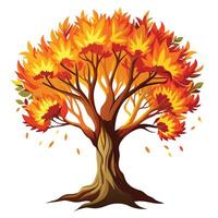 Trees, Trees on Fire autumn tree with orange leaves and leaves vector