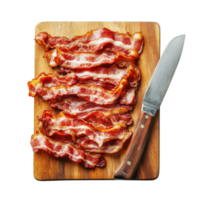 Bacon strips on a board on transparent background png