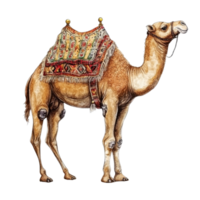 A camel with a saddle on transparent background png