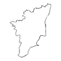 Tamilnadu map outline drawing vector