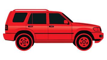 a red suv is shown on a white background vector