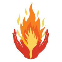 fire symbol with hands holding it up vector