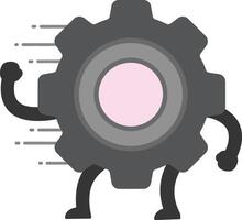 Animated gear character with motion effect showing speed and strength in mechanical concept illustration vector