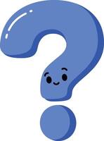 Blue question mark symbol with cute face expression illustration in simple style vector
