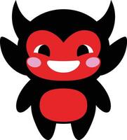Cute little devil character with red face and black body in cartoon style illustration vector