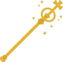Golden royal scepter with sparkling stars illustration on white background vector