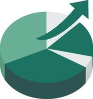 Pie chart with upward arrow showing business growth and financial progress illustration vector