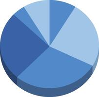 Blue pie chart infographic with various segments showing data distribution in 3d style illustration vector