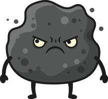 Angry coal character with dark grey tones and cartoon style illustration for energy and environment concepts vector