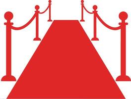Red carpet with stanchions and ropes in minimal flat design style illustration. vector