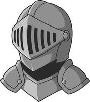 Medieval knight armor helmet illustration in grayscale design for historical warrior concept vector