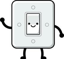 Light switch with smiling face waving arms and legs illustration in simple style vector