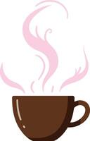 Coffee cup with pink steam abstract illustration in minimal style design vector