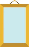 Rectangular wall mirror with golden frame and blue glass hanging on rope illustration vector