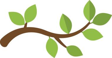 Green leaves on brown tree branch simple nature illustration minimal style vector