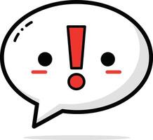Speech Bubble with Exclamation Mark Emoticon Expressing Surprise and Alert in Minimalist Style vector