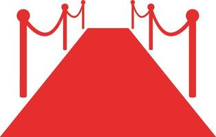 Red carpet with stanchions and ropes in minimal flat design style illustration vector
