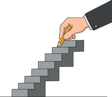 Hand Drawing Concrete Staircase Steps Symbolizing Progress and Growth in Business and Career Development vector