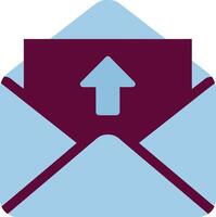 Open envelope with upward arrow symbolizing outgoing email or message sending graphic icon vector