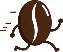 Running coffee bean character illustration with motion lines and simple design in brown colors vector