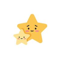 sonriente amarillo estrella caracteres con rosado las mejillas ilustración en linda simpático estilo vector