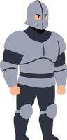 Medieval knight in full armor standing confidently illustration design vector