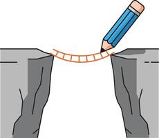 Pencil Drawing Bridge Between Two Cliffs Creating Connection and Overcoming Gap Concept Illustration vector