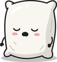 Cute sleeping pillow character with closed eyes and rosy cheeks illustration in soft white color vector