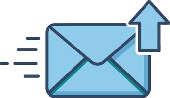 Blue envelope with upward arrow indicating outgoing message or send email symbol illustration vector