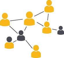 Social network connection concept with yellow and black user icons linked by lines illustration vector