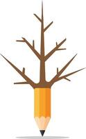 Pencil transforming into leafless tree branch creative concept for education and environment illustration vector