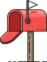 Red mailbox illustration with flag in simple flat design on white background vector