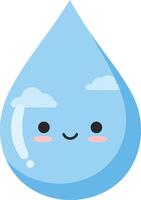 Cute blue water droplet with smiling face and kawaii style illustration for environmental and hydration themes vector