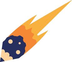 Meteor falling with fiery orange tail illustration of space rock entering atmosphere vector