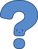 Blue question mark with cute face simple design illustration for help and inquiry concepts vector