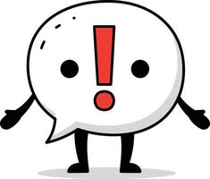 Speech bubble character with exclamation mark expressing surprise and attention in cartoon style illustration vector