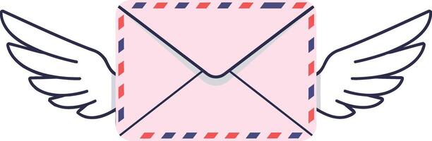 Envelope with wings flying concept mail delivery icon illustration in minimal style vector