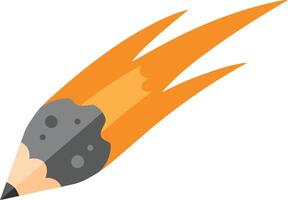 Pencil with fiery orange flame trail fast speed concept illustration design vector