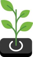 Green plant sprout growing from a black square base symbolizing growth and sustainability illustration vector