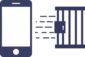 Mobile phone unlocking jail cell bars concept with digital security and freedom illustration vector