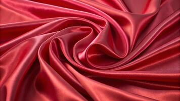 A red satin fabric with a wavy pattern photo