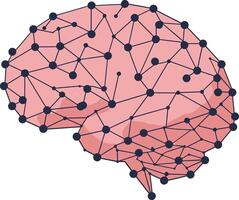 Human Brain with Neural Network Connections Illustration Showing Cognitive Network Structure and Brain Activity vector
