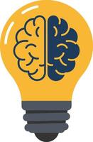 Brain inside light bulb symbolizing creative thinking and innovative ideas in technology and science concepts illustration vector