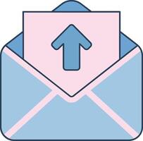 Open envelope with upward arrow message sending concept in pastel pink and blue colors illustration for communication and mail notifications vector
