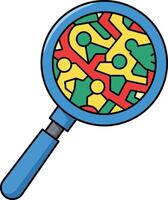 Magnifying glass with colorful circuit board pattern technology concept illustration design vector