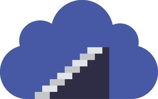 Cloud computing concept with digital staircase symbolizing data access and technology integration in blue color illustration vector