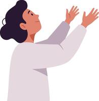 Person reaching upward with open hands gesture in simple illustration design vector