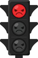 Traffic light with angry face red signal icon illustration graphic design vector