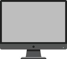 Desktop computer monitor illustration with grey screen and black frame technology device vector
