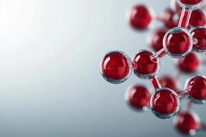 Red molecules structure forming complex connections on neutral background photo